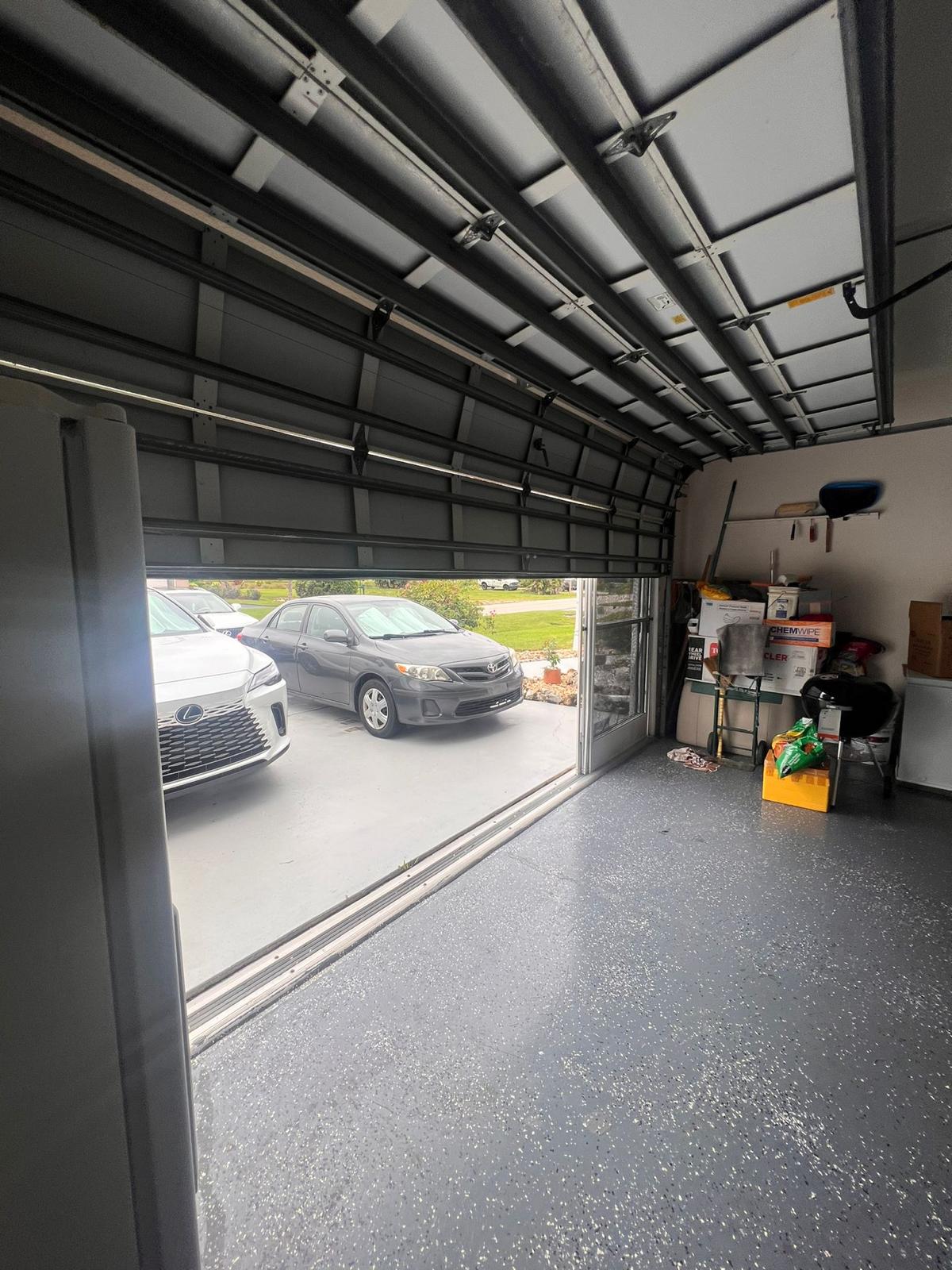 Garage interior with cars