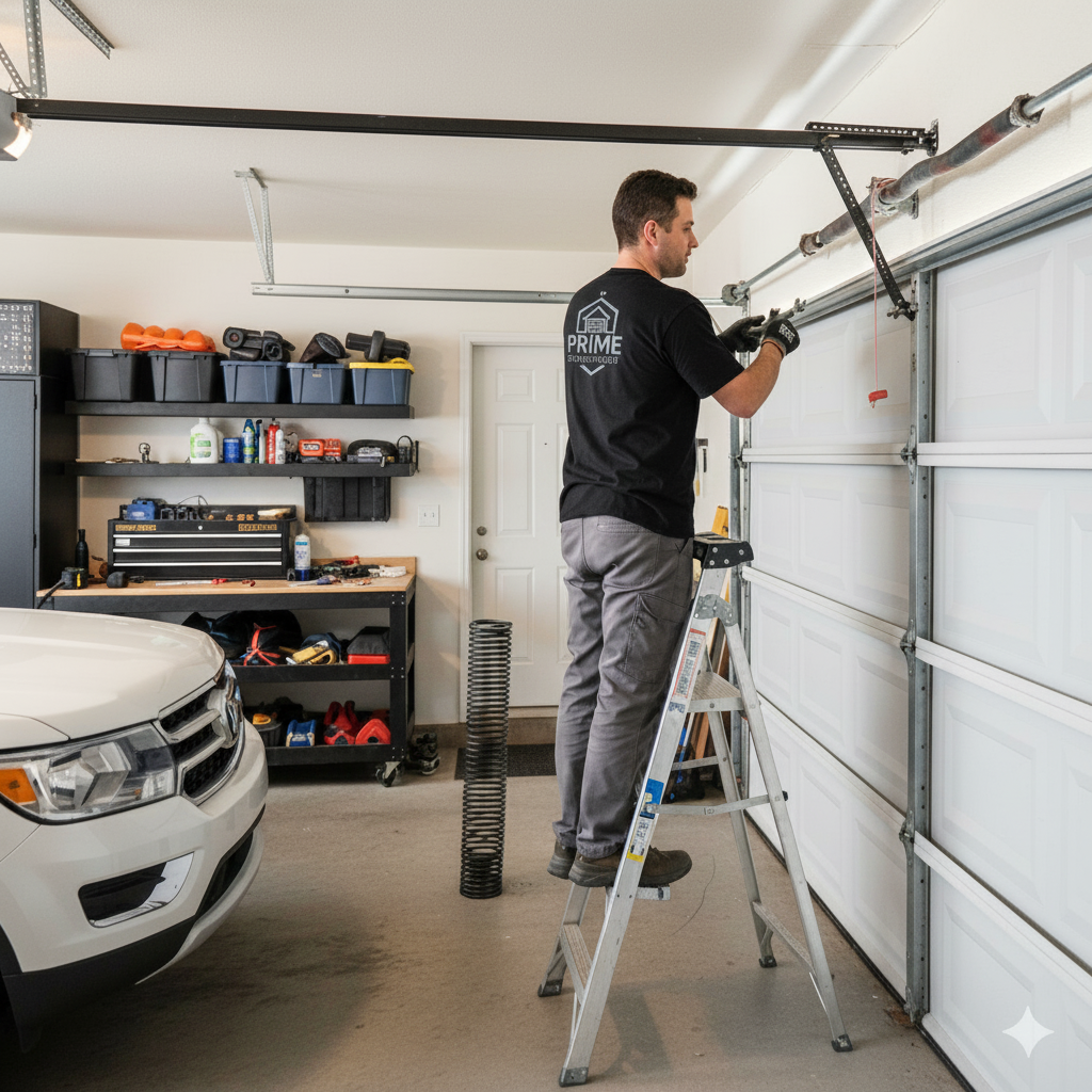 Professional garage door spring repair technician in Fishers IN